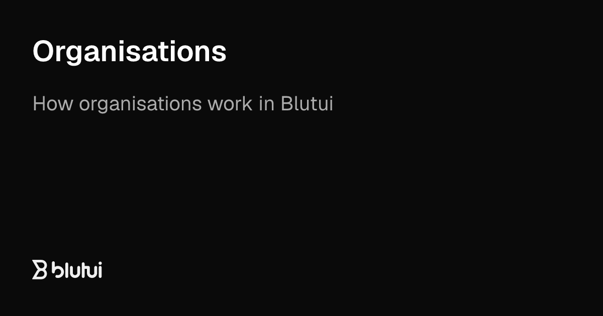 Organisations | Blutui Documentation