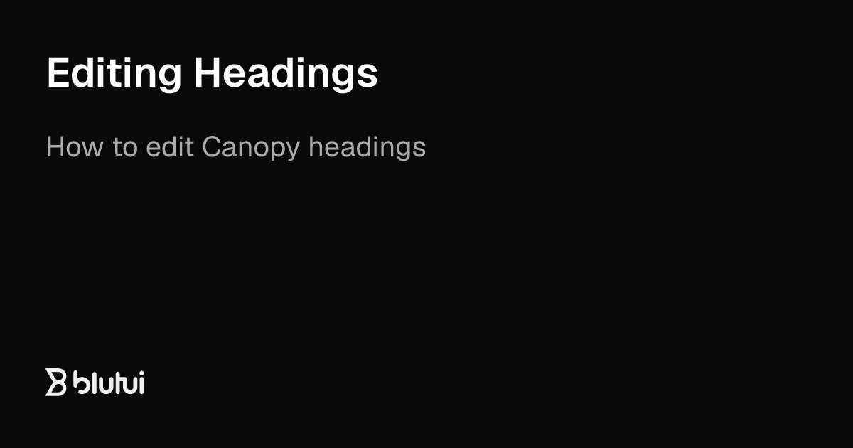 Editing Headings | Blutui Documentation